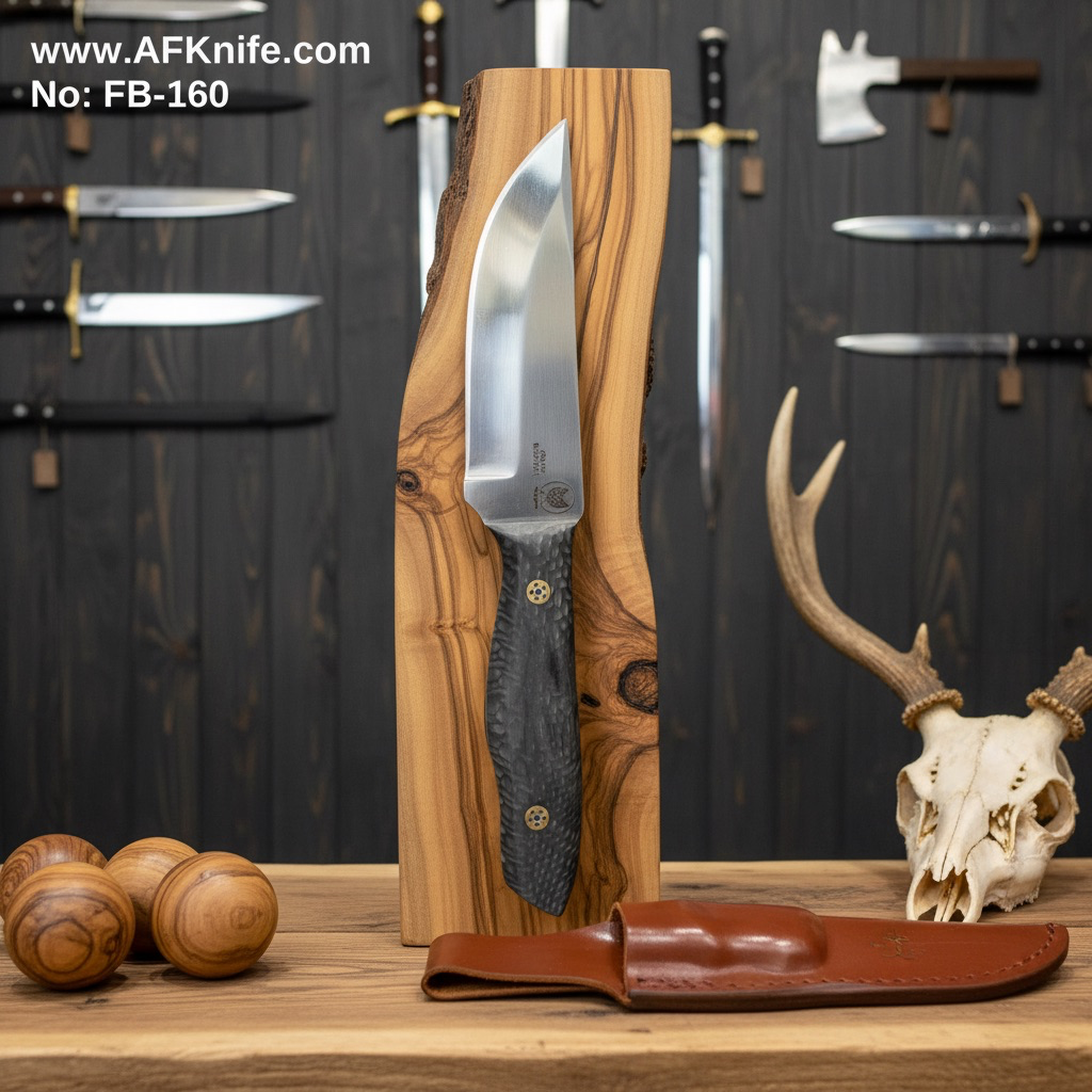 Fixed Blad D2 Tool Steel + G10 Handle + Leather Sheath + 58-59 HRC - Straight Back Style No: FB-160