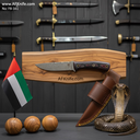 Fixed Blad Damascus Steel 1095 + Wood Handle + Leather Sheath + 55-58 HRC - Drop Point Style No: FB-161