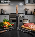 Chef's (kitchen) Carbon Steel 1095 + Wood Handle + 58-59 HRC - ( Kiritsuke Style ) No: Chef-166
