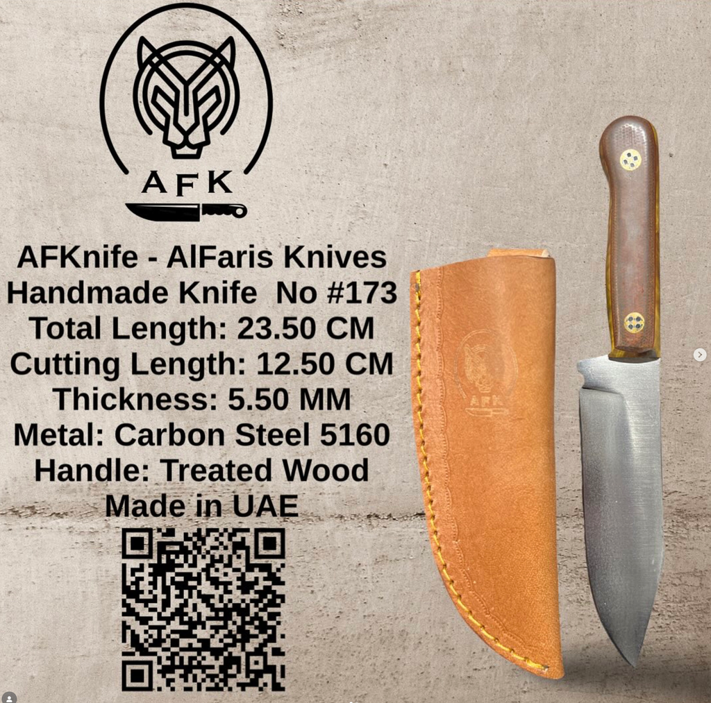 [173] Fixed Blad Drop Point Carbon Steel 5160 Knife #173