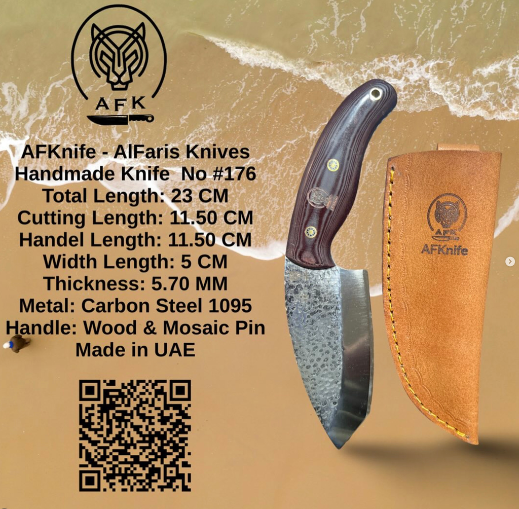 [176] Fixed Blad Drop Point Carbon Steel 1095 Knife #176