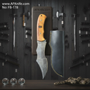 Fixed Blad Tracker Knife - Damascus Steel 1095 + Walnut Wood Handle + Leather Sheath + 57-58 HRC TRACKER Style No: FB-178