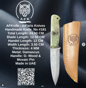 Fixed Blad - Damascus Steel 1095 + Wood Handle + Leather Sheath + 58-59 HRC Drop Point Style No: FB-181