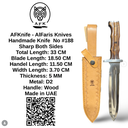 Fixed Blad Dagger Double Edge - D2 Tool Steel + Oak Wood w/ Steel Guard Handle + Leather Sheath + 58-60 HRC - DAGGER Style No: FB-188