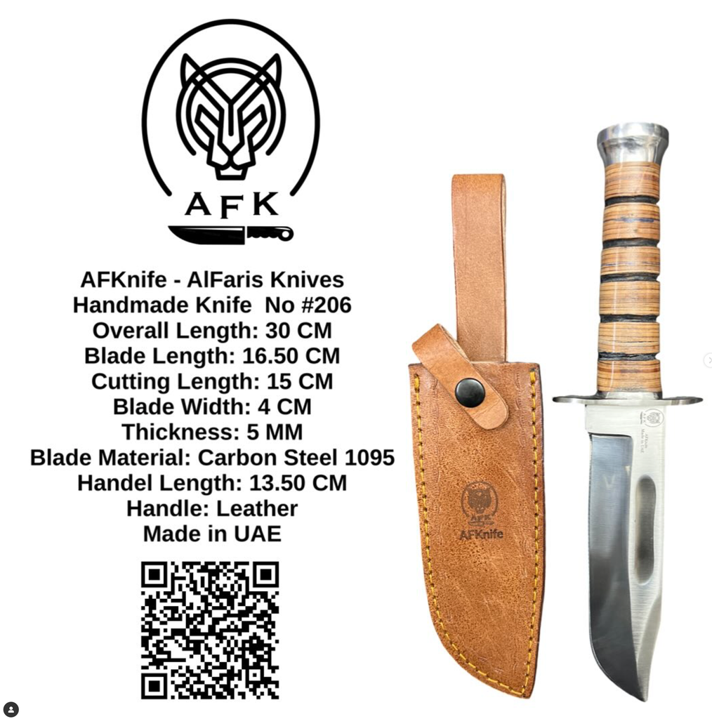 Fixed Blad Clip Point Carbon Steel 1095 Knife #206