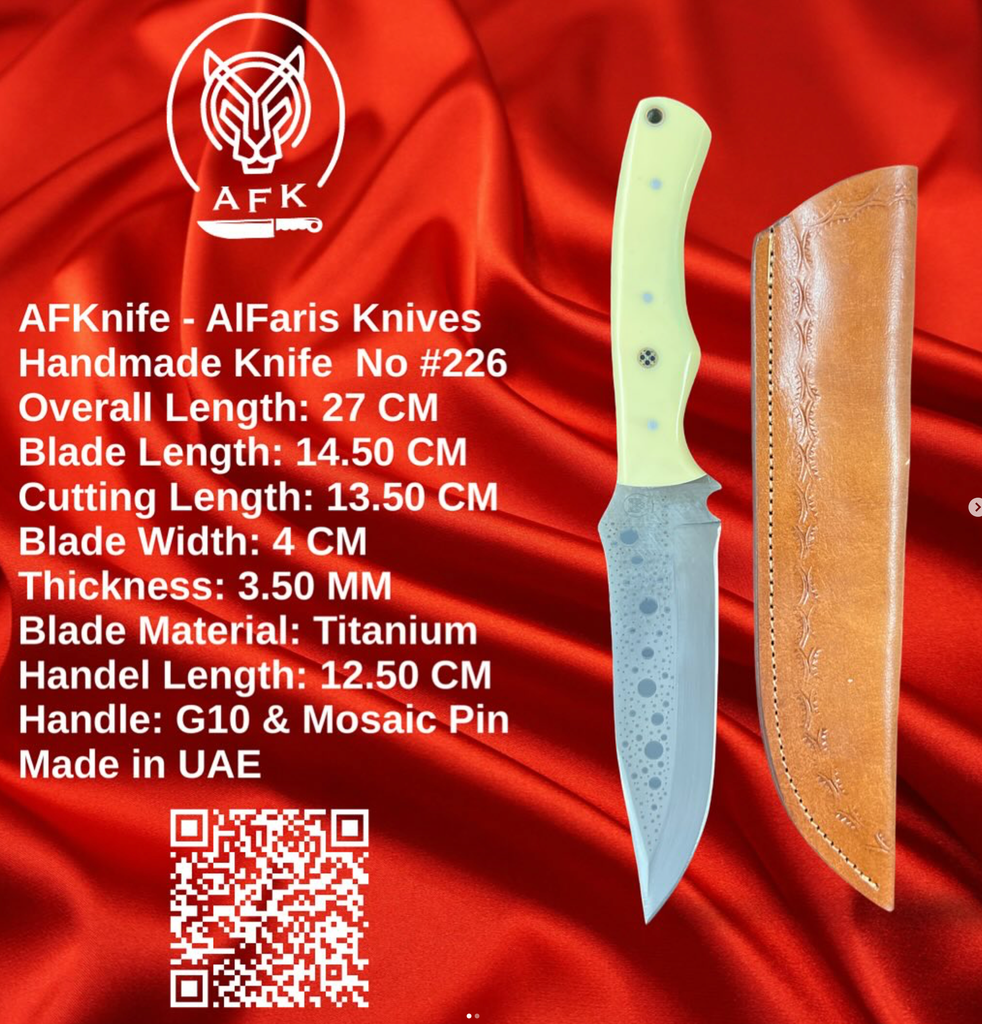 [226] Fixed Blad Clip Point Titanium Steel Knife #226