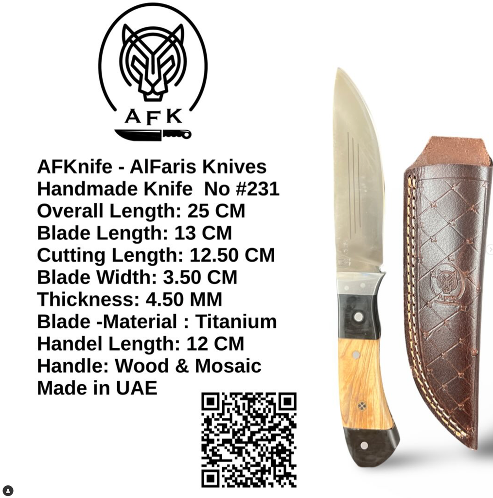 [231] Fixed Blad Straight Back Titanium Steel Knife #231