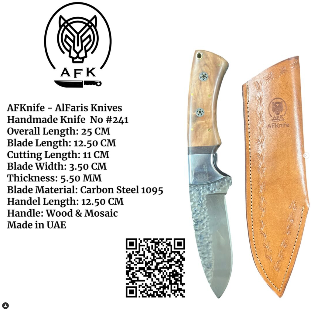 Fixed Blad Drop Point Carbon Steel 1095 Knife #241