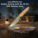 Fixed Blad VG10 Stainless Steel + Wood w/ Guard Handle + Leather Sheath + 57-58 HRC - Drop Point Style No: FB-246