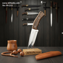 Fixed Blad Carbon Steel 1095 + Rose Wood Handle + Leather Sheath + 58-59 HRC - Clip Point Style No: FB-252