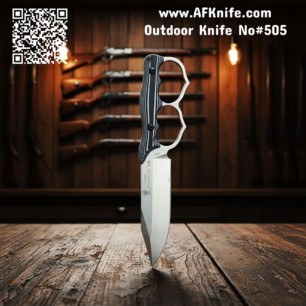 [505] Fixed Blade DC53 Steel + Ring G10 Handle + 60-61 HRC + Kydex Sheath - Clip Point No: FB-505