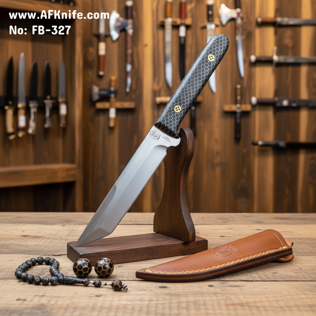 Fixed Blad Carbon Steel 1095 + Epoxy Handle / G10 Handle + Leather Sheath + 58-59 HRC - Tanto Style No: FB-327