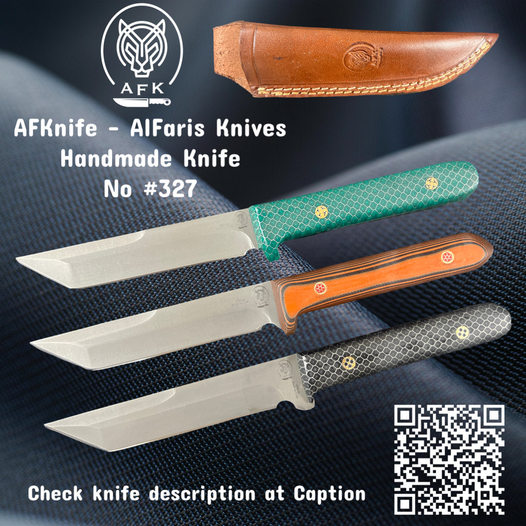 Fixed Blad Tanto Carbon Steel 1095 Knife #327 (Epoxy ( Black ))