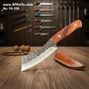 Chef's (kitchen) Cleaver Knife - Carbon Steel 1095 + Oak Wood Handle + Leather Sheath - 57-58 HRC - No: FB-328
