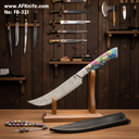 Chef's (kitchen) Damascus VG10 + Epoxy Handle + ( 31.50 CM ) + Leather Sheath + 58-60 HRC - Slicing Style No: Chef-331
