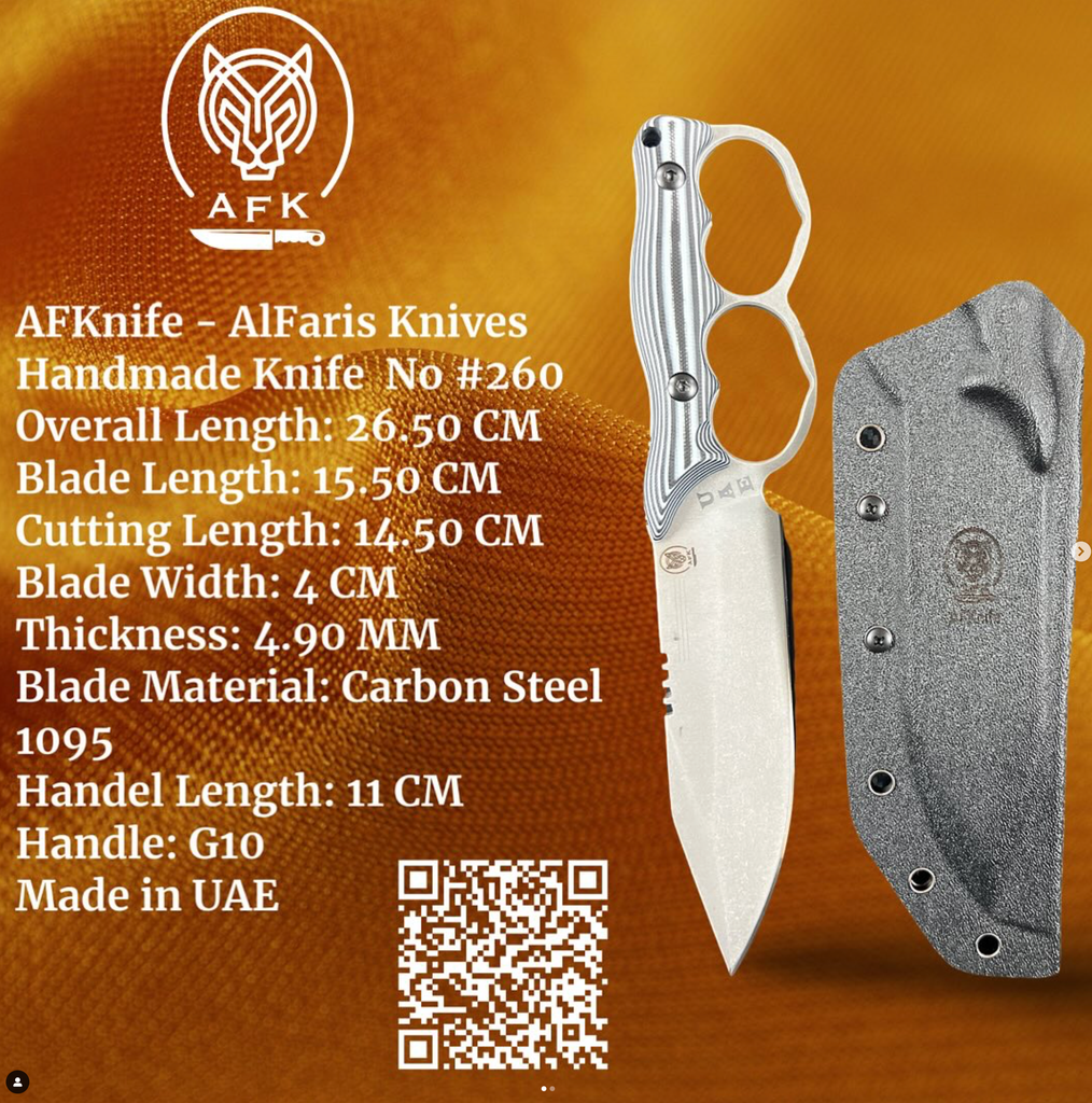 Fixed Blade Carbon Steel 1095 + Ring G10 Handle + 58-59 HRC + Kydex Sheath - Clip Point No: FB-260