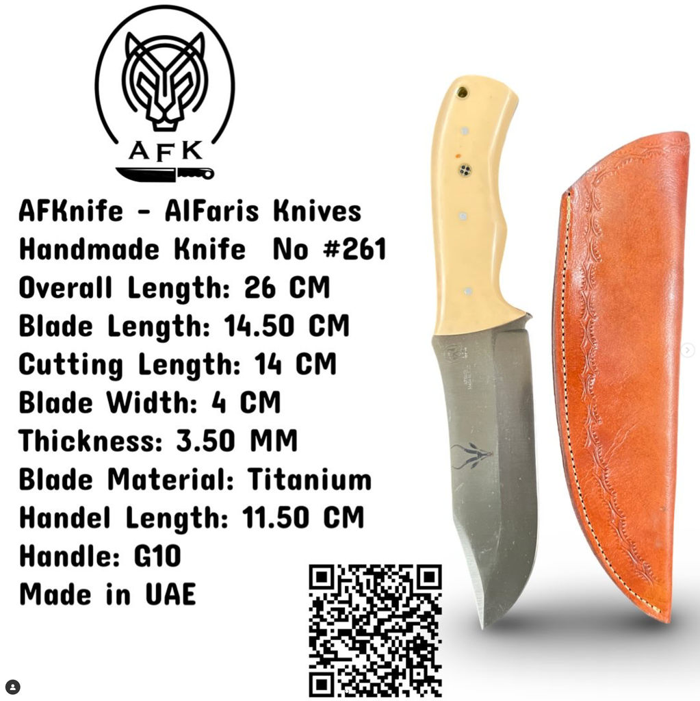 Fixed Blad Clip Point Titanium Steel Knife #261