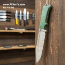 Fixed Blad Damascus Steel 1095 + Micarta Green Handle + Leather Sheath + 58-59 HRC Drop Point Style No: FB-343