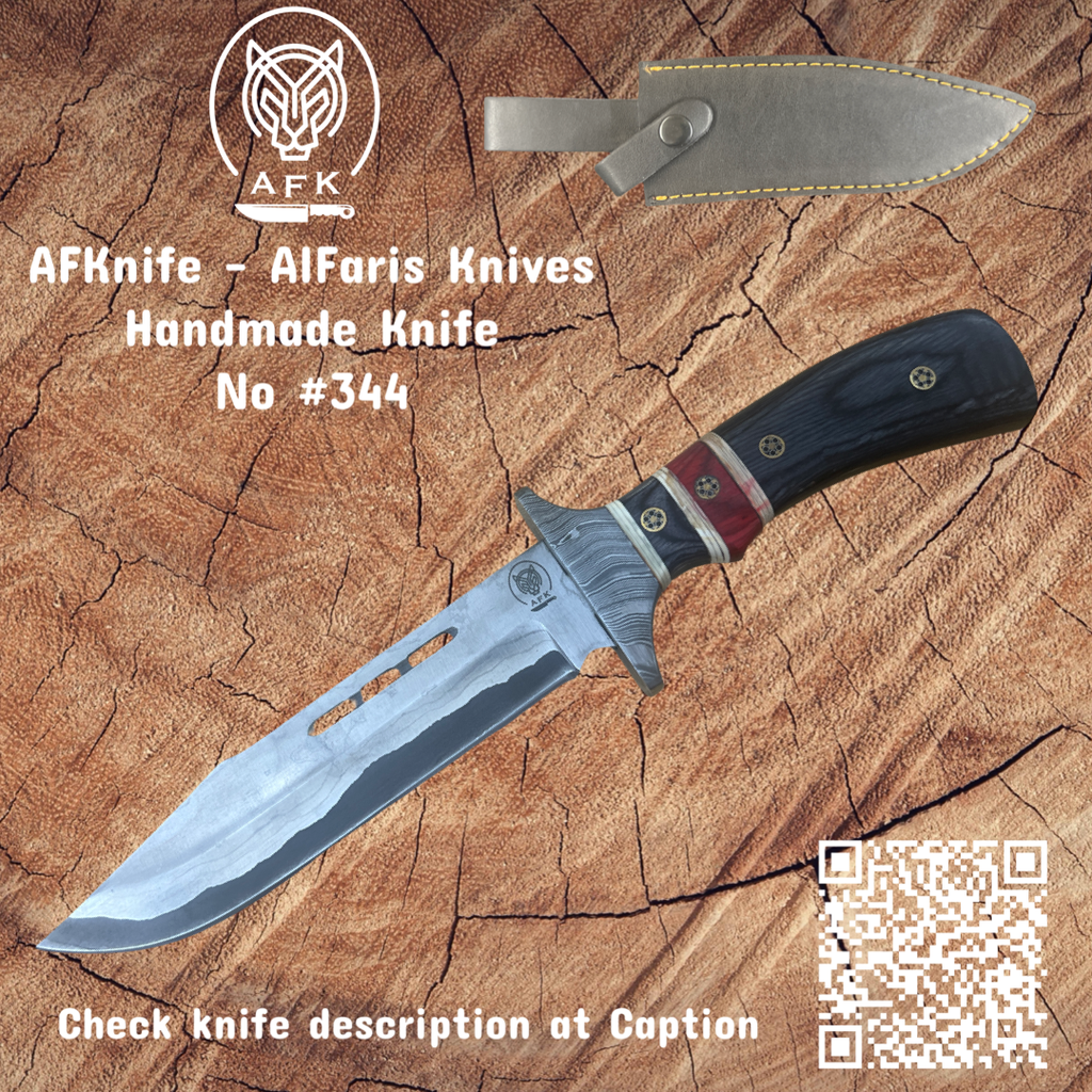 [344] Fixed Blad Clip Point Carbon Steel 1095 San Mai Knife #344