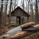 Fixed Blad Damascus VG10 + Micarta Handle + Leather Sheath + 58-59 HRC -  Drop Point Style No: FB-345