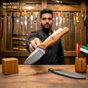 Fixed Blad Damascus Steel 1095 + Olive Wood Handle + Leather Sheath + 58-59 HRC - Drop Point Style No: FB-348