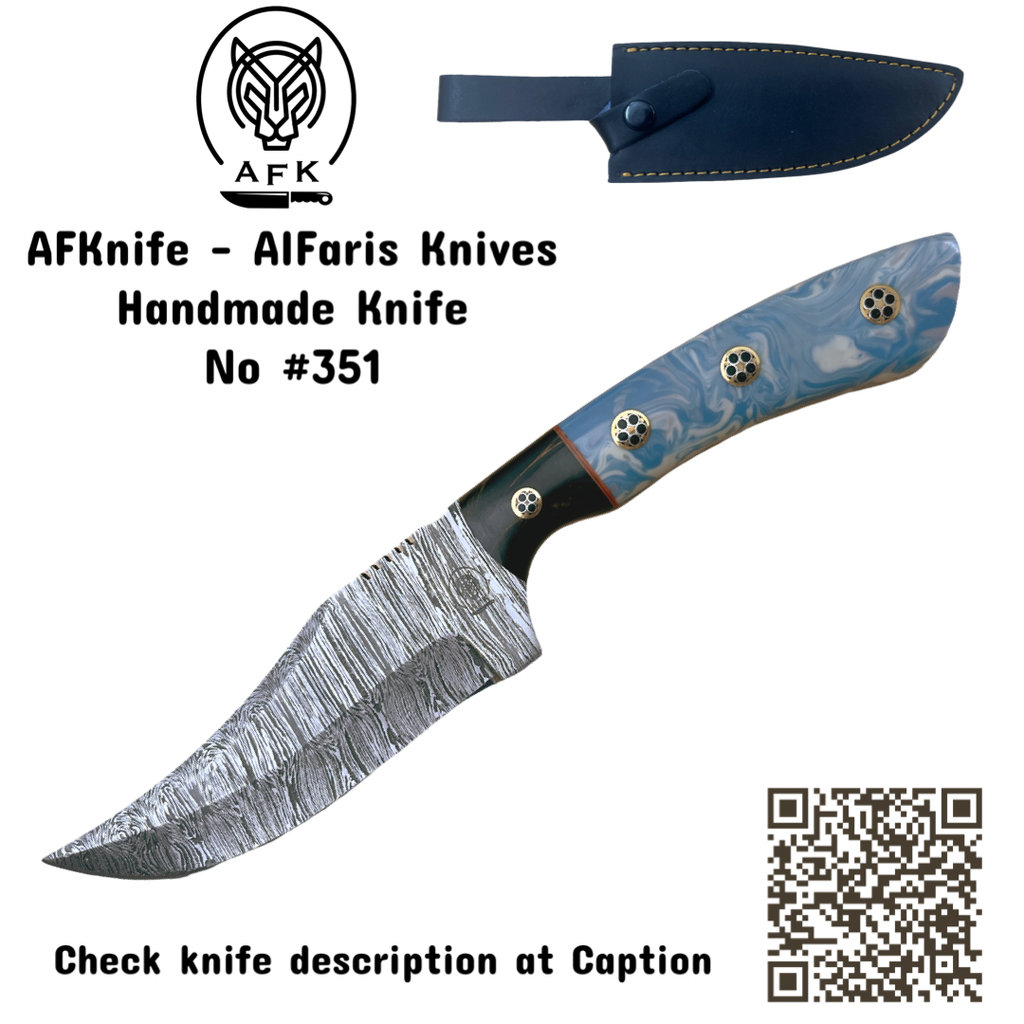 [351] Fixed Blad Clip Point Damascus 1095 Knife #351