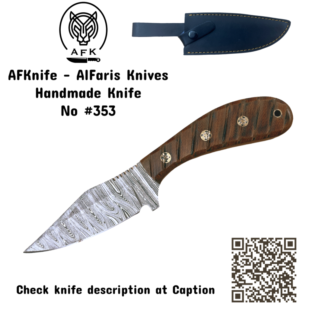 [353] Fixed Blad Clip Point Damascus 1095 Knife #353