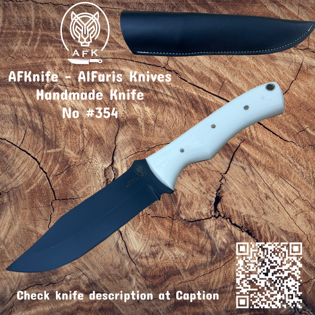 [354] Fixed Blad Clip Point Carbon Steel 1095 Black Coated Knife #354