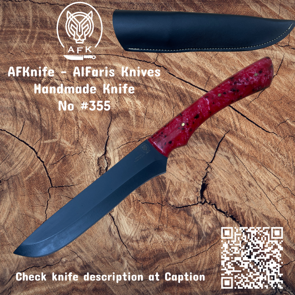 [355] Fixed Blad Straight Back Carbon Steel 1095 ( Black Coated )  Knife #355