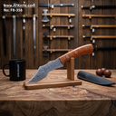 Fixed Blad Tracker - Damascus Steel 1095 + Epoxy Honeycomb Handle + Leather Sheath + 58-59 HRC - TRACKER Style No: FB-356