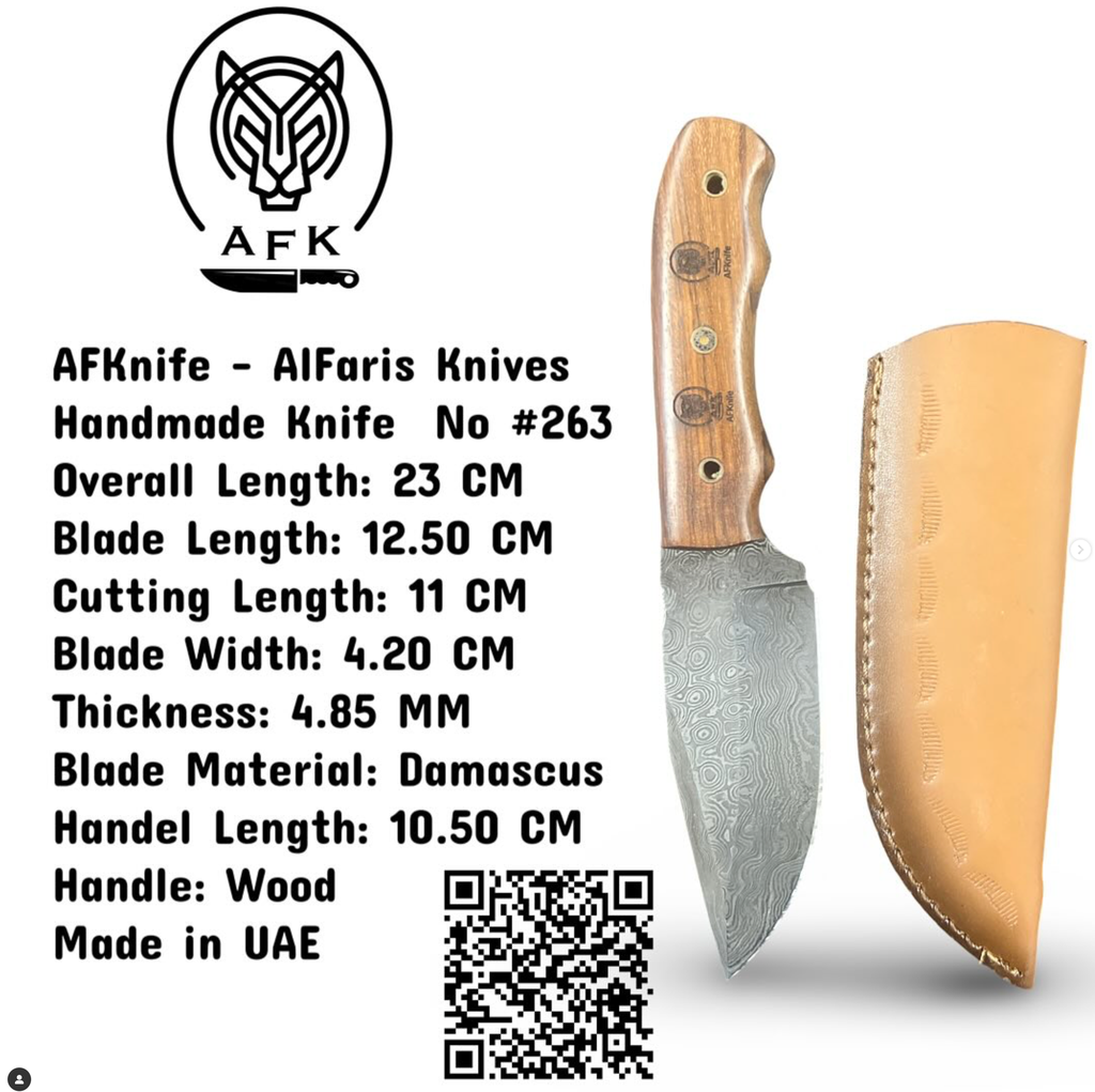 [263] Fixed Blad Clip Point Damascus 1095 Knife #263