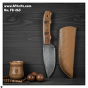 Fixed Blad Damascus Steel 1095 + Walnut Wood Handle + Leather Sheath + 58-59 HRC - Clip Point Style No: FB-263