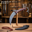 Fixed Blade Karambit Knife - Damascus Steel 1095 + Olive Wood / Epoxy Wood Handle + Leather Sheath + 58-59 HRC Karambit Style No: FB-360