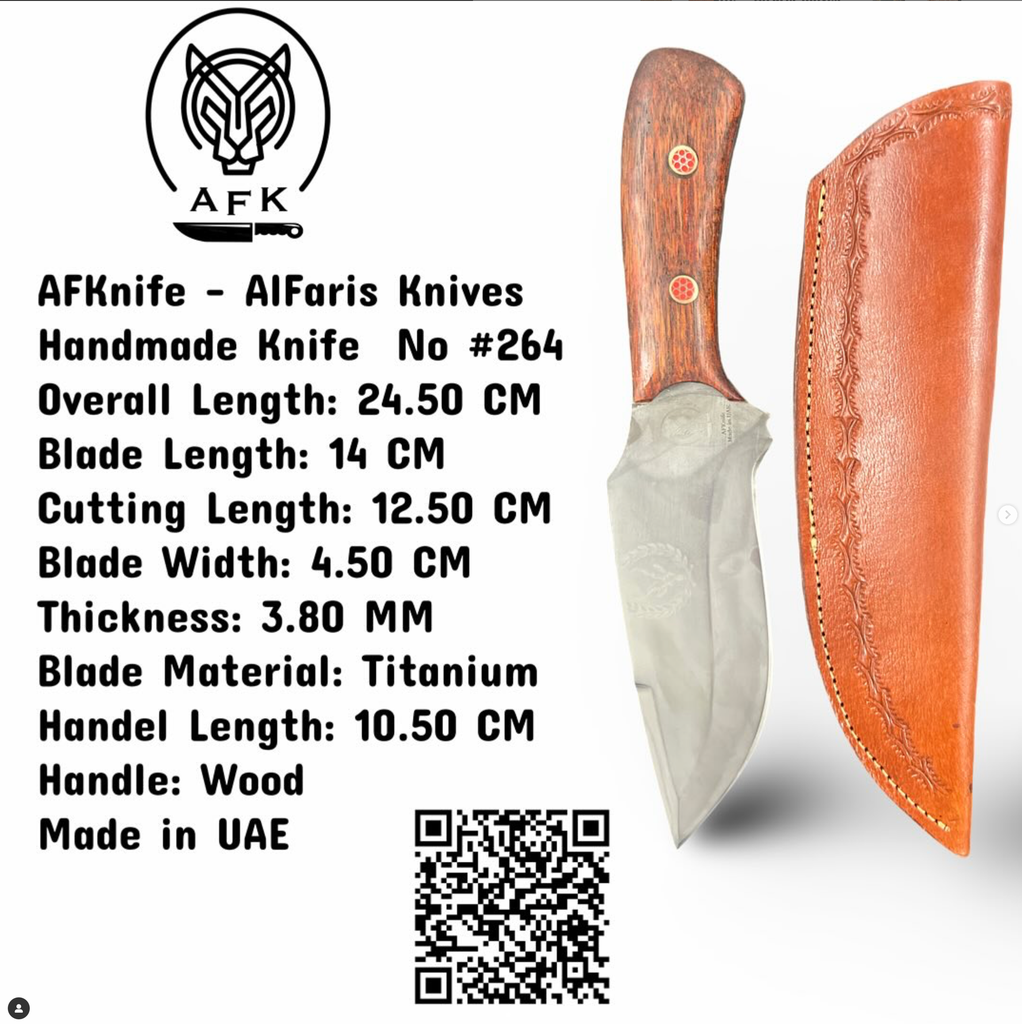 [264] Fixed Blade Drop Point ( Titanium Steel ) Knife #264