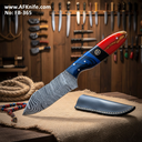 Fixed Blade Damascus Steel 1095 + Epoxy Handle + Leather Sheath + 56-58 HRC - Drop Point Style No: FB-365