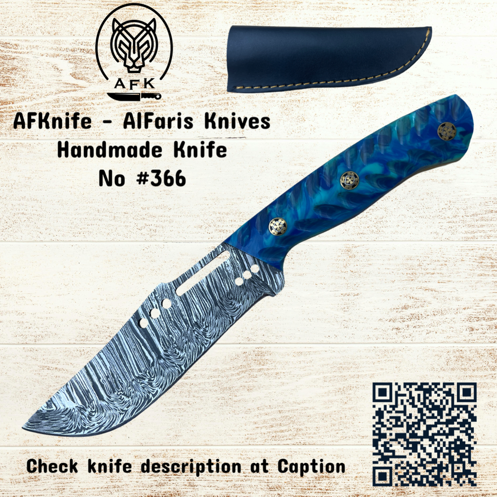 [366] Fixed Blade Straight Back ( Damascus 1095 ) Tactical Knife #366