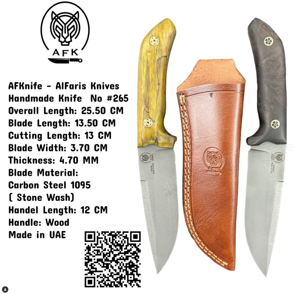 Fixed Blad Drop Point Carbon Steel 1095 ( Stone Wash ) Knife #265