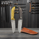 Fixed Blad Carbon Steel 1095 - Stone Wash + Zebra Wood Handle / Ebony Wood Handle + Leather Sheath + 58-59 HRC - Drop Point Style No: FB-265