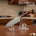 Chef's (kitchen) Damascus 1095 + Micaela Handle + Leather Sheath + 58-60 HRC + ( Santoku Style ) No: Chef-377