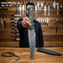 Fixed Blad Damascus VG10 + Epoxy Handle + Leather Sheath + 58-59 HRC ( Straight Back Style ) No: FB-382