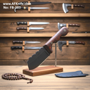 Fixed Blad Carbon Steel 1095 + Oak Wood Handle + Kydex Sheath - ( SheepFoot Style ) No: FB-383