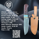 Fixed Blad Drop Point Damascus 1095 Knife #271