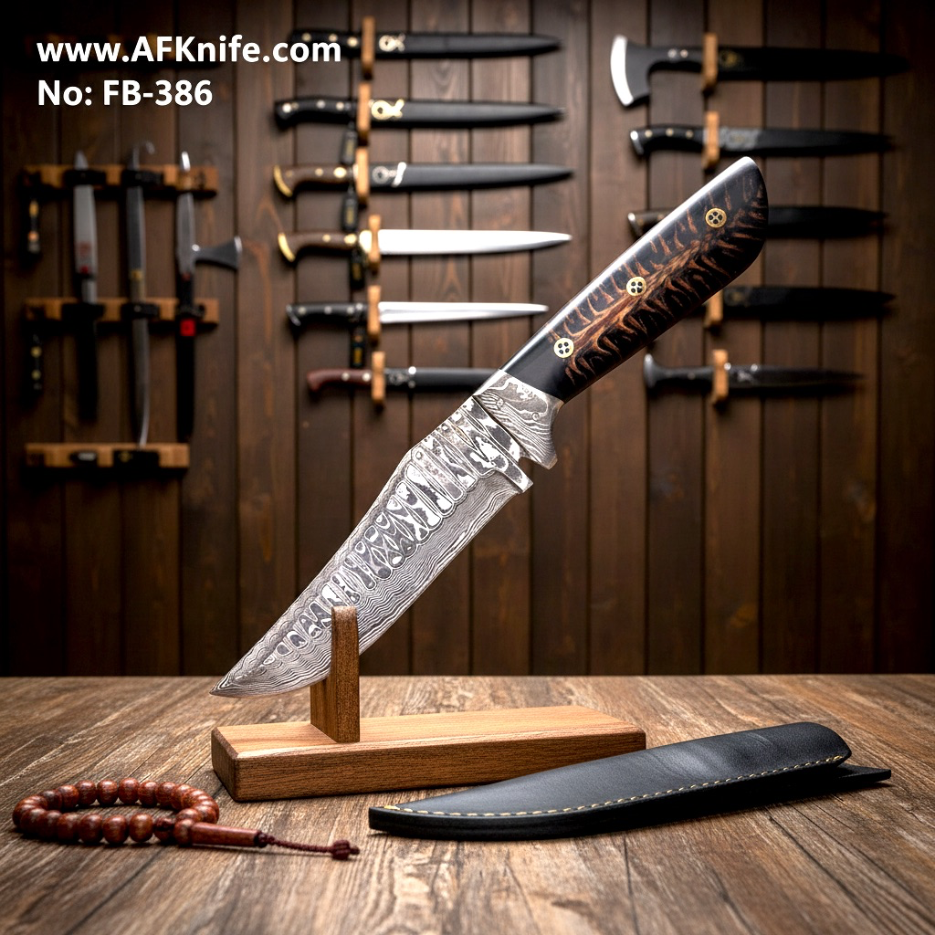 Fixed Blad Damascus VG10 + Epoxy Handle + Leather Sheath + 58-60 HRC ( Clip Point Style ) No: FB-386