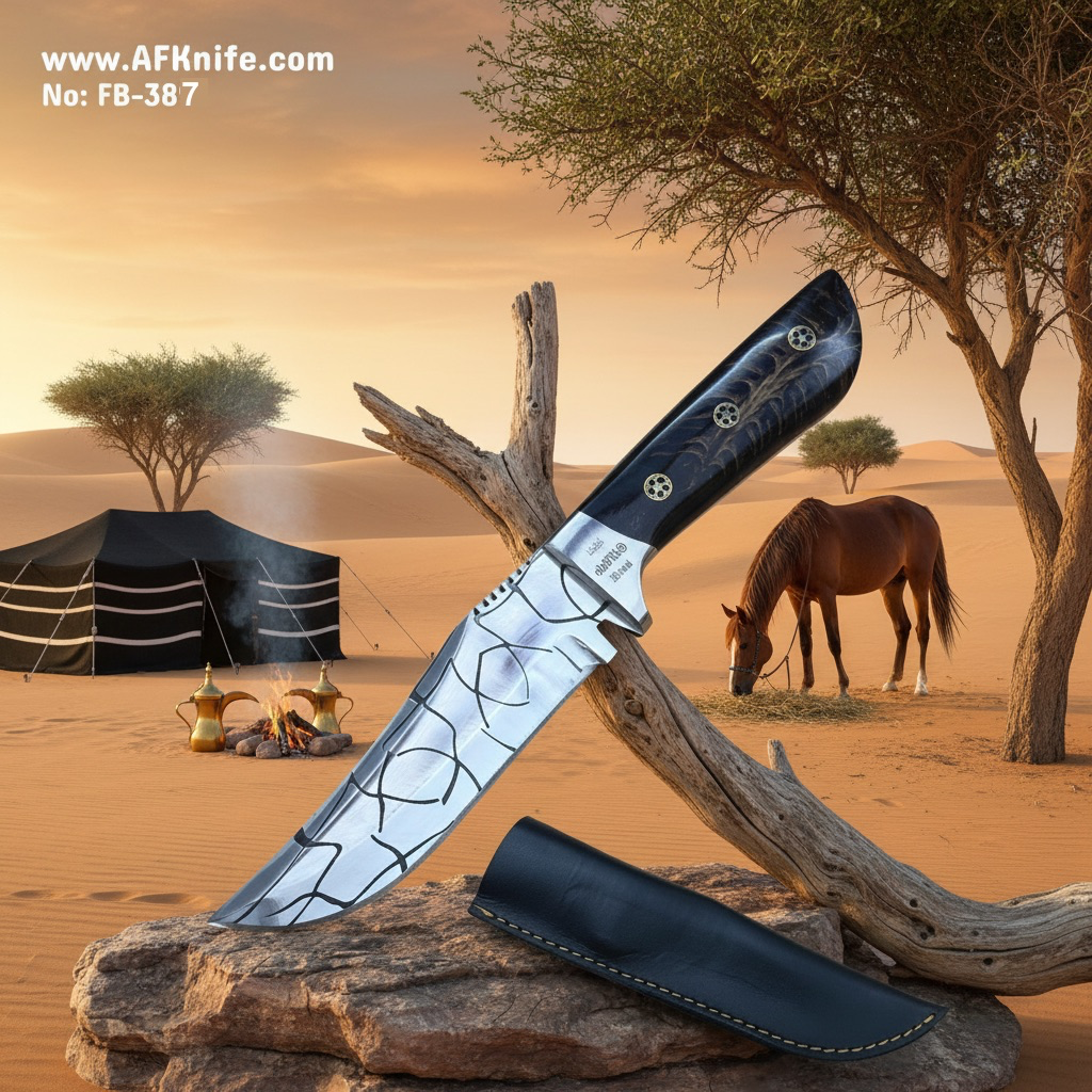 Fixed Blad Carbon Steel 1095 - Mosaic Pattern + Epoxy Handle + 58-59 HRC + Leather Sheath + ( Clip Point Style ) No: FB-387