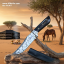 Fixed Blad Carbon Steel 1095 - Mosaic Pattern + Epoxy Handle + 58-59 HRC + Leather Sheath + ( Clip Point Style ) No: FB-387
