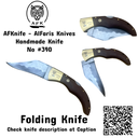 Folding Knife Carbon Steel 1095 San mai + Micarta Handle + Leather Sheath + Back Lock Method + Leather Sheath + 58-59 HRC - Wharncliffe Style No: FK028