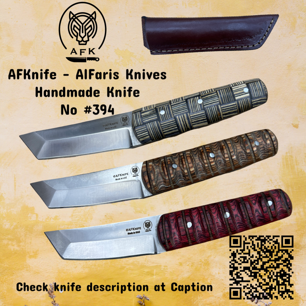 [394-MicartaBrown] Fixed Blade J2 Steel ( Tanto ) Knife #394 (Micarta Brown)