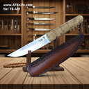 Fixed Blade VG10 Stainless Steel + White Shadow Wood Handle + Leather Sheath + 59-61 HRC - Tanto Style No: FB-401