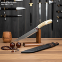 Fixed Blade Titanium Steel + Deer Horn w/ Guard Handle + Leather Sheath + 59-61 HRC - Drop Point Style No: FB-271-TJ