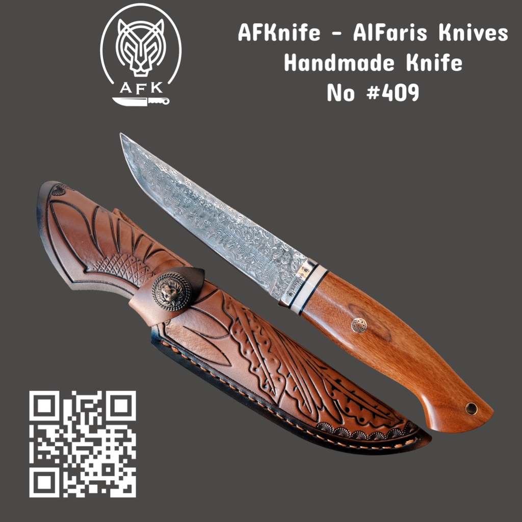 [WB-ZR02-409] Fixed Blade Straight Back ( Damascus VG10 ) Knife #409